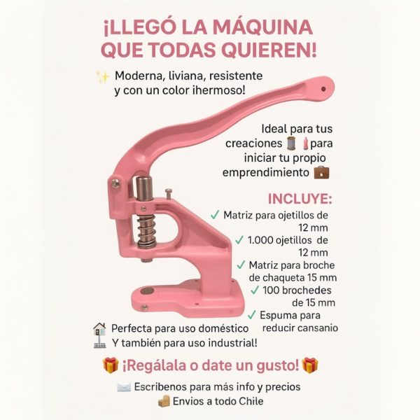 Maquina Ojetilladora Rosada + Accesorios - Imagen 2
