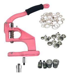 Maquina Ojetilladora Rosada + Accesorios